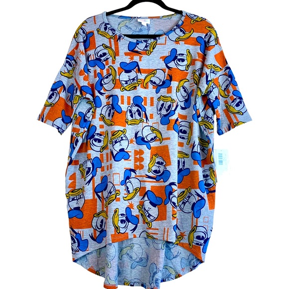 LuLaRoe Disney Collaboration Irma Tunic Top High Low Dolman Donald Duck Faces - Picture 3 of 11